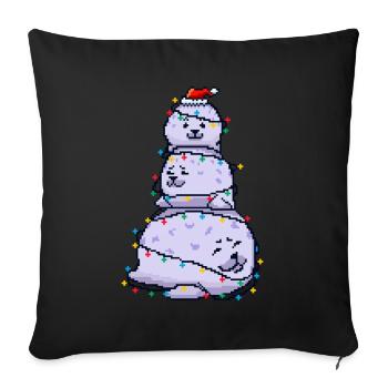 Chonky Seal Snowman Christmas Lights Pixel Art - Sofa pillowcase 17,3'' x 17,3'' (45 x 45 cm) - black - Front