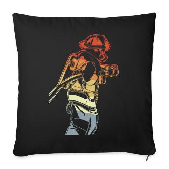 Feuerwehrmann - Sofakissenbezug 45 x 45 cm - Schwarz - Vorne