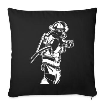 Croquis de pompier - Housse de coussin décorative 45 x 45 cm - noir - Devant