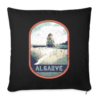 Retro badge, Algarve Portugal, beach summer sun - Sofa pillowcase 17,3'' x 17,3'' (45 x 45 cm) - black - Front