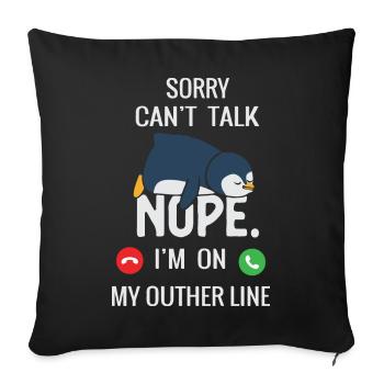 Niedlicher Pinguin Sleepy Callout Design - Sofakissenbezug 45 x 45 cm - Schwarz - Vorne