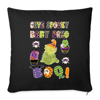 Mignon Spooky Baby Dino Halloween Boo 3 - Housse de coussin décorative 45 x 45 cm - noir - Devant