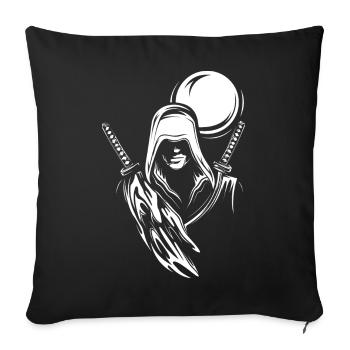 Illustration du symbole du guerrier Icône du logo de l’épée de lune - Housse de coussin décorative 45 x 45 cm - noir - Devant