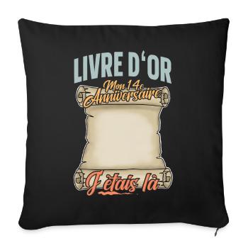 14e Anniversaire Livre D'or 14 Ans Fête Livre D'or - Housse de coussin décorative 45 x 45 cm - noir - Devant