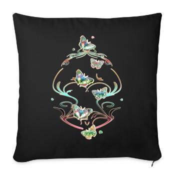 Schmetterlinge Ranken Ornamente Muster - Sofakissenbezug 45 x 45 cm - Schwarz - Vorne
