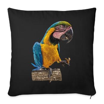 The blue and yellow macaw - Sofa pillowcase 17,3'' x 17,3'' (45 x 45 cm) - black - Front