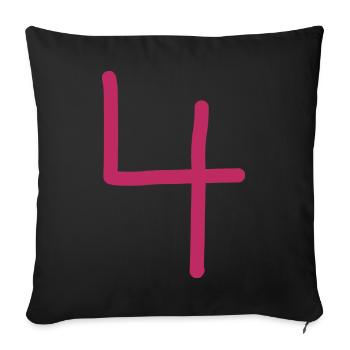 4 Numéro quatre rose numéro rouge Anniversaire - Housse de coussin décorative 45 x 45 cm - noir - Devant