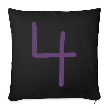 4 Numéro quatre numéro violet anniversaire - Housse de coussin décorative 45 x 45 cm - noir - Devant