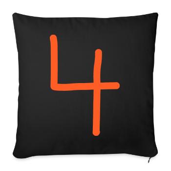 4 Numéro quatre numéro orange anniversaire - Housse de coussin décorative 45 x 45 cm - noir - Devant