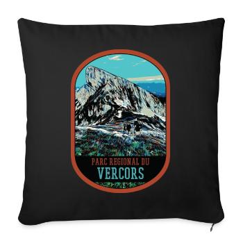 Illustration originale Parc Régional du Vercors - Housse de coussin décorative 45 x 45 cm - noir - Devant