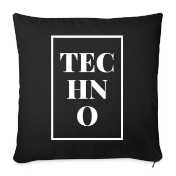 Techno cadre carré techno music EDM festival rave - Housse de coussin décorative 45 x 45 cm - noir - Devant