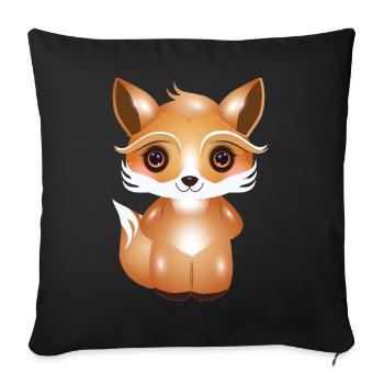 cute fox in kawaii comic style - Sofa pillowcase 17,3'' x 17,3'' (45 x 45 cm) - black - Front