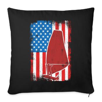 USA Patriotic Windsurfer - Sofa pillowcase 17,3'' x 17,3'' (45 x 45 cm) - black - Front