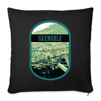 Panoramic Grenoble: Single View Cable Car - Sofa pillowcase 17,3'' x 17,3'' (45 x 45 cm) - black - Front