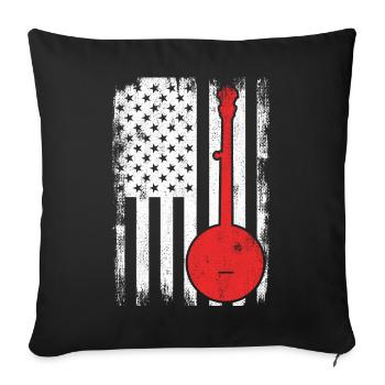 Joueur de banjo patriotique des États-Unis - Housse de coussin décorative 45 x 45 cm - noir - Devant