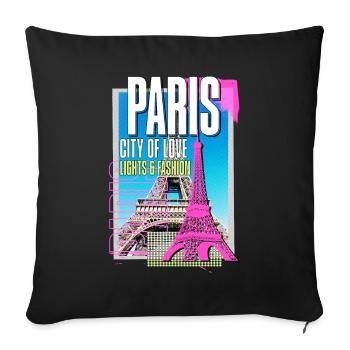 Paris, France, Ville, Skyline, Tour Eiffel, Art - Housse de coussin décorative 45 x 45 cm - noir - Devant