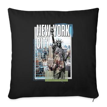 New York City USA America City Skyline Collage - Sofa pillowcase 17,3'' x 17,3'' (45 x 45 cm) - black - Front