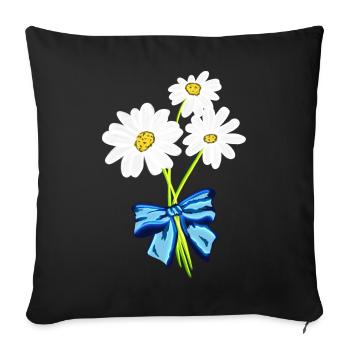 Marguerites - Housse de coussin décorative 45 x 45 cm - noir - Devant