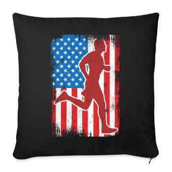 4. Juli USA Laufen - Sofakissenbezug 45 x 45 cm - Schwarz - Vorne