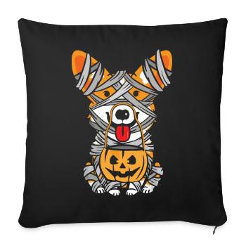 Halloween Dog Wrapped in Bandages - Sofa pillowcase 17,3'' x 17,3'' (45 x 45 cm) - black - Front