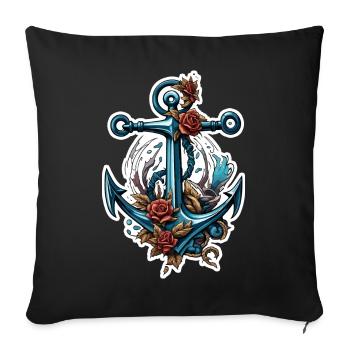 Anchor / Ahoy / Boat / Ship / Water / Sea / Lake - Sofa pillowcase 17,3'' x 17,3'' (45 x 45 cm) - black - Front