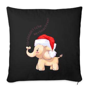 Fröhlicher Elefant zu Weihnachten - Sofakissenbezug 45 x 45 cm - Schwarz - Vorne