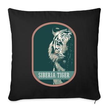 Écusson portrait Tigre Bengale : Faune Indienne - Housse de coussin décorative 45 x 45 cm - noir - Devant