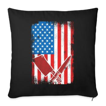 U.S. Flag Butcher - Sofa pillowcase 17,3'' x 17,3'' (45 x 45 cm) - black - Front