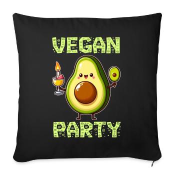 Fête végétalienne à l’avocat avec des plats délicieux - Housse de coussin décorative 45 x 45 cm - noir - Devant