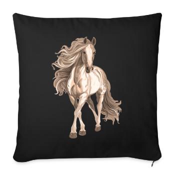 Horse motif - Sofa pillowcase 17,3'' x 17,3'' (45 x 45 cm) - black - Front
