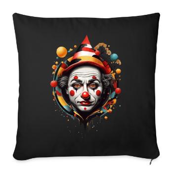 CLOWN’S DREAM: A SURREAL DANCE OF NATURE AND ART - Sofa pillowcase 17,3'' x 17,3'' (45 x 45 cm) - black - Front