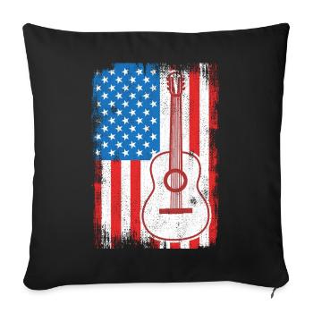 Guitariste de U.S. Flag - Housse de coussin décorative 45 x 45 cm - noir - Devant