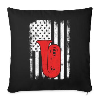 4th of July USA Tuba - Sofa pillowcase 17,3'' x 17,3'' (45 x 45 cm) - black - Front