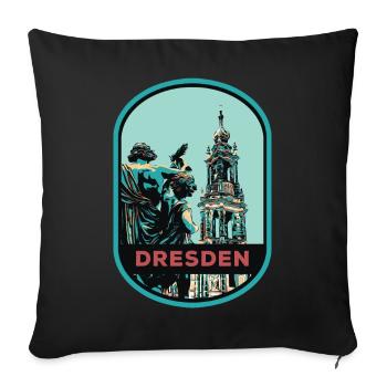 Illustration: Hofkirche Cathedral, Dresden - Sofa pillowcase 17,3'' x 17,3'' (45 x 45 cm) - black - Front