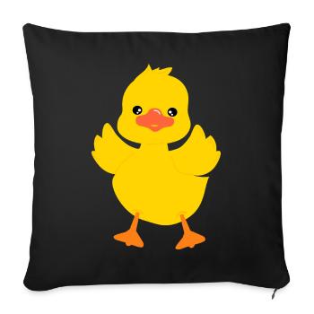 Mignon bébé canard personnage1 - Housse de coussin décorative 45 x 45 cm - noir - Devant
