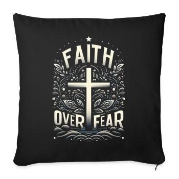 Conception de la Croix de la Foi avant la Peur - Housse de coussin décorative 45 x 45 cm - noir - Devant