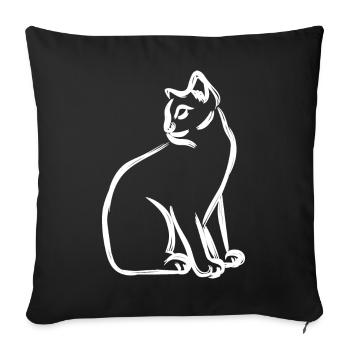 Dessin de chat - Housse de coussin décorative 45 x 45 cm - noir - Devant