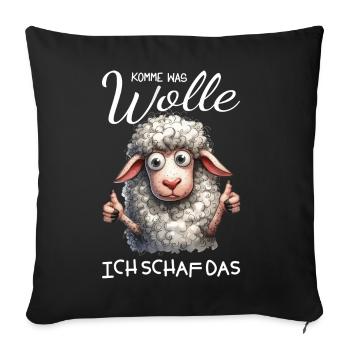 Komm Wolle Ich Schaf Das - Sofakissenbezug 45 x 45 cm - Schwarz - Vorne
