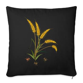 Ears of corn with ants - Sofa pillowcase 17,3'' x 17,3'' (45 x 45 cm) - black - Front