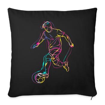 Soccer Player Line Art - Sofa pillowcase 17,3'' x 17,3'' (45 x 45 cm) - black - Front