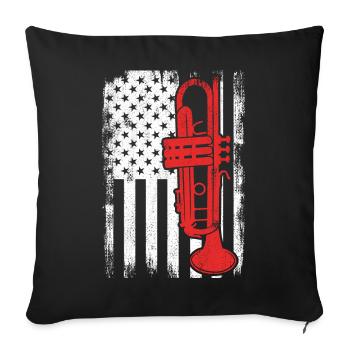 Drapeau Trumpet USA - Housse de coussin décorative 45 x 45 cm - noir - Devant