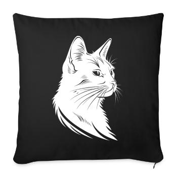 Croquis de chat - Housse de coussin décorative 45 x 45 cm - noir - Devant