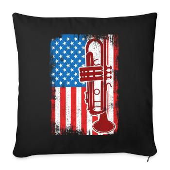 July 4 USA Trumpeter - Sofa pillowcase 17,3'' x 17,3'' (45 x 45 cm) - black - Front