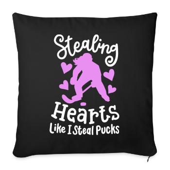 Eishockey Eishockeyspielerin Valentinstag - Sofakissenbezug 45 x 45 cm - Schwarz - Vorne