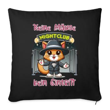 Pas de souris (argent) - pas d’entrée - Housse de coussin décorative 45 x 45 cm - noir - Devant