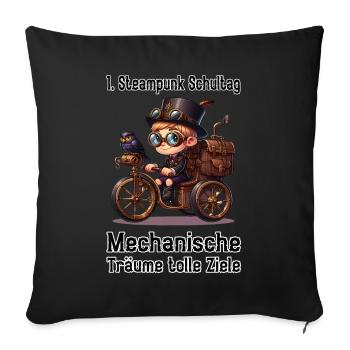 Première journée d’école Steampunk - Housse de coussin décorative 45 x 45 cm - noir - Devant