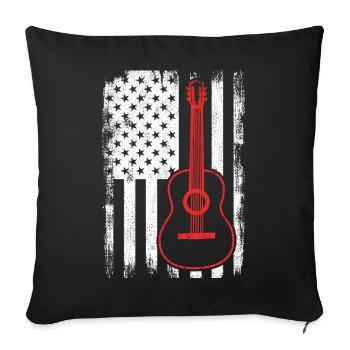 4 juillet Guitare États-Unis - Housse de coussin décorative 45 x 45 cm - noir - Devant