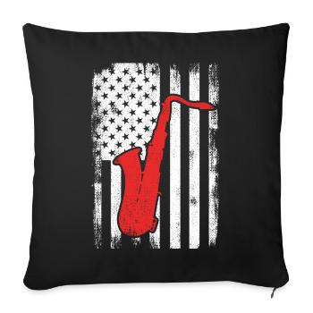 Patriotischer US Saxophonist - Sofakissenbezug 45 x 45 cm - Schwarz - Vorne