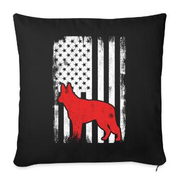4th of July USA Shepherd Dog - Sofa pillowcase 17,3'' x 17,3'' (45 x 45 cm) - black - Front