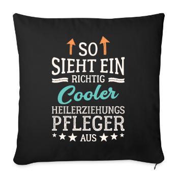 So sieht ein cooler Heilerziehungspfleger aus - Sofakissenbezug 45 x 45 cm - Schwarz - Vorne